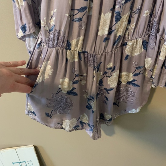 American Eagle Don’t Ask Why Purple Floral Romper-One Size - Picture 4 of 7